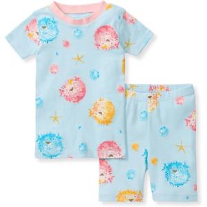 imageBurts Bees Baby Baby Girls Pajamas Sleeve Tee and Shorts 2Piece Pj Set 100 Organic CottonPuffer Fish