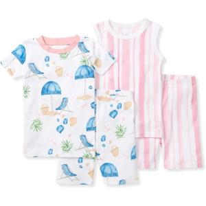 imageBurts Bees Baby Baby Girls Pajamas Sleeve Tee and Shorts 2Piece Pj Set 100 Organic CottonSantorini Beach