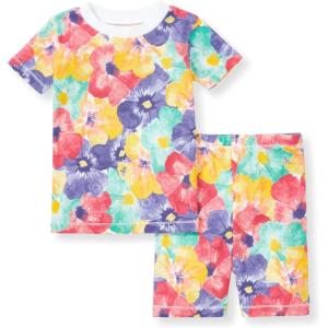 imageBurts Bees Baby Baby Girls Pajamas Tee and Pant 2Piece Pj Set 100 Organic CottonHibiscus