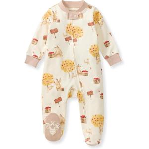 imageBurts Bees Baby Baby Girls Pajamas Zip Front NonSlip Footed Sleeper Pjs 100 Organic CottonApple Season
