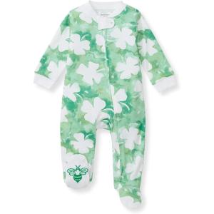 imageBurts Bees Baby Baby Girls Pajamas Zip Front NonSlip Footed Sleeper Pjs 100 Organic CottonArtsy Clover