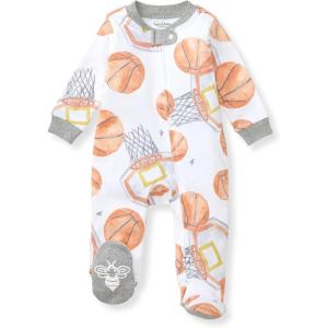 imageBurts Bees Baby Baby Girls Pajamas Zip Front NonSlip Footed Sleeper Pjs 100 Organic CottonBasketball