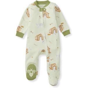 imageBurts Bees Baby Baby Girls Pajamas Zip Front NonSlip Footed Sleeper Pjs 100 Organic CottonDog House