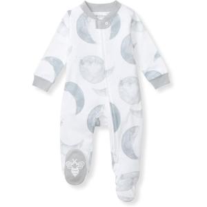 imageBurts Bees Baby Baby Girls Pajamas Zip Front NonSlip Footed Sleeper Pjs 100 Organic CottonHello Moon Light Blue
