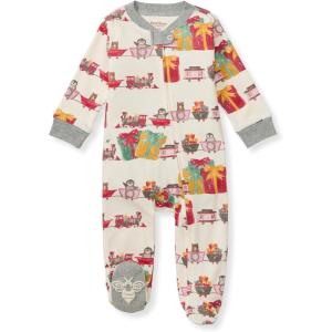 imageBurts Bees Baby Baby Girls Pajamas Zip Front NonSlip Footed Sleeper Pjs 100 Organic CottonHoliday Train