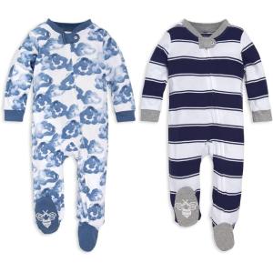 imageBurts Bees Baby Baby Girls Pajamas Zip Front NonSlip Footed Sleeper Pjs 100 Organic CottonNavy