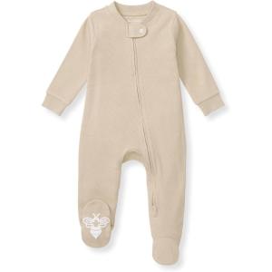 imageBurts Bees Baby Baby Girls Pajamas Zip Front NonSlip Footed Sleeper Pjs 100 Organic CottonNeutral Solid Rib