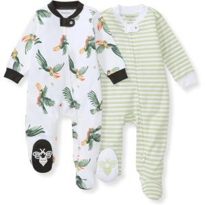 imageBurts Bees Baby Baby Girls Pajamas Zip Front NonSlip Footed Sleeper Pjs 100 Organic CottonToucan