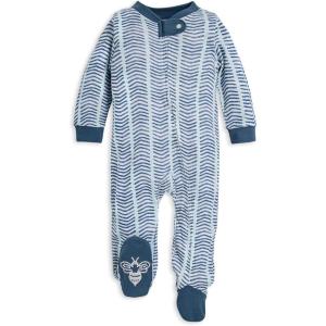 imageBurts Bees Baby Baby Girls Pajamas Zip Front NonSlip Footed Sleeper Pjs 100 Organic CottonWatercolor Chevron