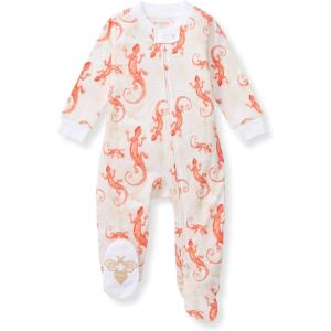 imageBurts Bees Baby Baby Girls Pajamas Zip Front NonSlip Footed Sleeper Pjs 100 Organic CottonWatercolor Gecko