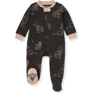 imageBurts Bees Baby Baby Girls Pajamas Zip Front NonSlip Footed Sleeper Pjs 100 Organic CottonWolf Pack