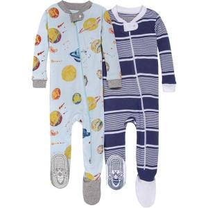 imageBurts Bees Baby Boys Snug Fit OnePiece Footed NonSlip SleeperLittle Planets