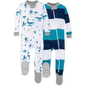 imageBurts Bees Baby Boys Snug Fit OnePiece Footed NonSlip SleeperWhale of a Tale