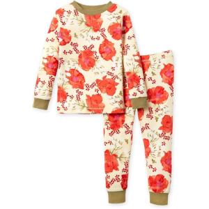 imageBurts Bees Baby Girls 2Piece Long Sleeve Tee and Pants Organic Cotton Pajama SetBlooming Fields