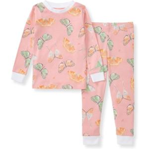 imageBurts Bees Baby Girls 2Piece Long Sleeve Tee and Pants Organic Cotton Pajama SetDesert Moths