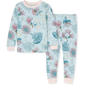 imageBurts Bees Baby Girls 2Piece Long Sleeve Tee and Pants Organic Cotton Pajama SetDinosaur Flowers