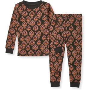 imageBurts Bees Baby Girls 2Piece Long Sleeve Tee and Pants Organic Cotton Pajama SetFloral Arches