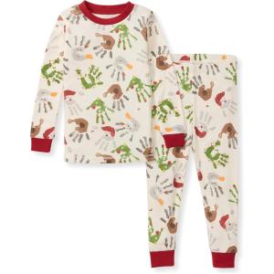 imageBurts Bees Baby Girls 2Piece Long Sleeve Tee and Pants Organic Cotton Pajama SetHoliday Hands