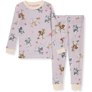 imageBurts Bees Baby Girls 2Piece Long Sleeve Tee and Pants Organic Cotton Pajama SetMiss Moo