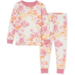 imageBurts Bees Baby Girls 2Piece Long Sleeve Tee and Pants Organic Cotton Pajama SetSunset Blooms