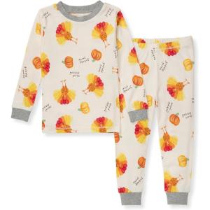 imageBurts Bees Baby Girls 2Piece Long Sleeve Tee and Pants Organic Cotton Pajama SetTurkey Gobble
