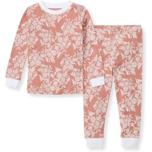 imageBurts Bees Baby Girls 2Piece Long Sleeve Tee and Pants Organic Cotton Pajama SetVibrant Garden