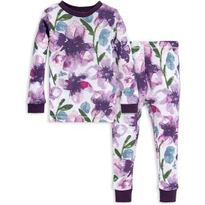 imageBurts Bees Baby Girls 2Piece Long Sleeve Tee and Pants Organic Cotton Pajama SetWatercolor Daylily