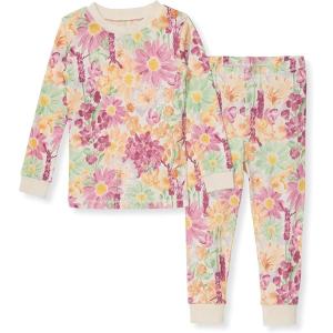 imageBurts Bees Baby Girls 2Piece Long Sleeve Tee and Pants Organic Cotton Pajama SetWild Floral
