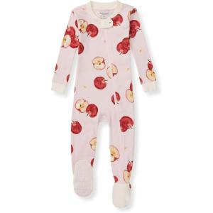 imageBurts Bees Baby Girls Snug Fit OnePiece Footed NonSlip Sleeper PajamasApple Orchard