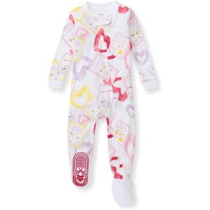 imageBurts Bees Baby Girls Snug Fit OnePiece Footed NonSlip Sleeper PajamasBee Mine