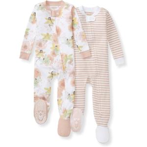 imageBurts Bees Baby Girls Snug Fit OnePiece Footed NonSlip Sleeper PajamasFairy Floral