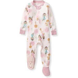imageBurts Bees Baby Girls Snug Fit OnePiece Footed NonSlip Sleeper PajamasFairy Garden
