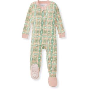 imageBurts Bees Baby Girls Snug Fit OnePiece Footed NonSlip Sleeper PajamasFloral Tile