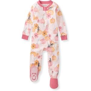 imageBurts Bees Baby Girls Snug Fit OnePiece Footed NonSlip Sleeper PajamasMagical Pumpkins