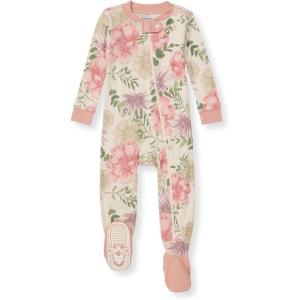 imageBurts Bees Baby Girls Snug Fit OnePiece Footed NonSlip Sleeper PajamasMountain Floral