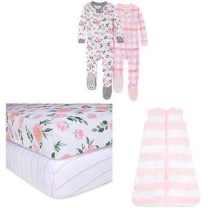 imageBurts Bees Baby Girls Snug Fit OnePiece Footed NonSlip Sleeper PajamasPink