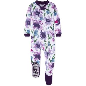 imageBurts Bees Baby Girls Snug Fit OnePiece Footed NonSlip Sleeper PajamasPurple Watercolor Daylily