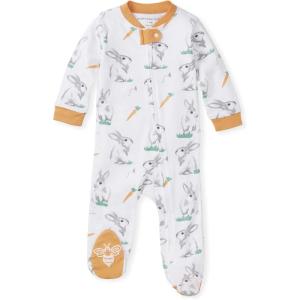 imageBurts Bees Baby Girls Snug Fit OnePiece Footed NonSlip Sleeper PajamasRabbit Habit