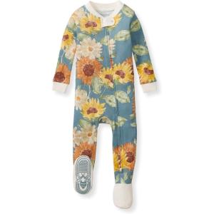 imageBurts Bees Baby Girls Snug Fit OnePiece Footed NonSlip Sleeper PajamasSunflowers