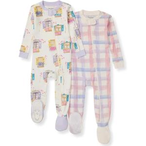 imageBurts Bees Baby Girls Snug Fit OnePiece Footed NonSlip Sleeper PajamasSwiss Chalet