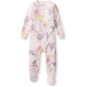 imageBurts Bees Baby Girls Snug Fit OnePiece Footed NonSlip Sleeper PajamasYogi Elephants