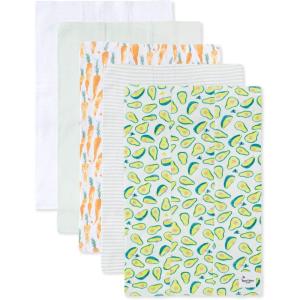 imageBurts Bees Baby Infant Burp Cloths 100 Organic Cotton Extra Absorbent Soft Fabric Drool Cloths 5Pack Newborn MustHave Essential Large Burping Cloths One Size 17 x 1175 InchesCarrots  Avocados