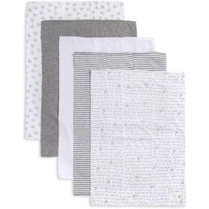 imageBurts Bees Baby Infant Burp Cloths 100 Organic Cotton Extra Absorbent Soft Fabric Drool Cloths 5Pack Newborn MustHave Essential Large Burping Cloths One Size 17 x 1175 InchesHeather Grey Prints