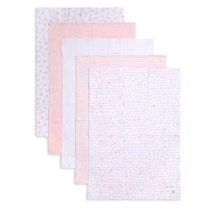 imageBurts Bees Baby Infant Burp Cloths 100 Organic Cotton Extra Absorbent Soft Fabric Drool Cloths 5Pack Newborn MustHave Essential Large Burping Cloths One Size 17 x 1175 InchesBlossom Pink Prints