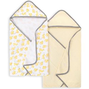 imageBurts Bees Baby Infant Hooded Towels Little Ducks Organic Cotton Unisex Bath Essentials and Newborn Necessities Soft Nursery Towel with Hood Set 2Pack Size 29 x 29 InchLittle Ducks
