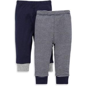 imageBurts Bees Baby Knit Jogger Pants Baby Sweatpants 100 Organic Cotton Infant BottomsNavy SolidStripes 2pk