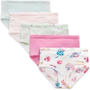 imageBurts Bees Baby Toddler Girls Underwear Set of 5  Solids StripesPrints TagFree with Sizes for 2T to 8 Years OldPlanets  Unicorns