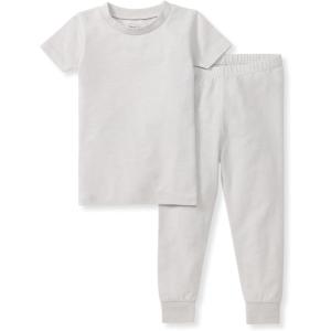 imageBurts Bees Baby Unisex Baby Honeysoft 2 Pc PajamasJersey Slub Short Sleeve Tee and Pant SetOrganic Cotton ampamp Lyocell BlendFeather