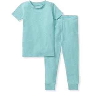 imageBurts Bees Baby Unisex Baby Honeysoft 2 Pc PajamasJersey Slub Short Sleeve Tee and Pant SetOrganic Cotton ampamp Lyocell BlendSeaglass Blue