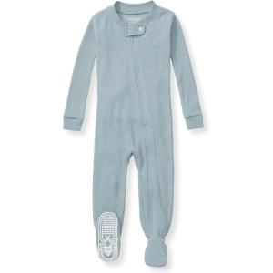 imageBurts Bees Baby Unisex Baby Honeysoft Sleeper Pajamas Zip Front Nonslip Footed Footie Pjs Organic Cotton ampamp LyocellMuted Blue